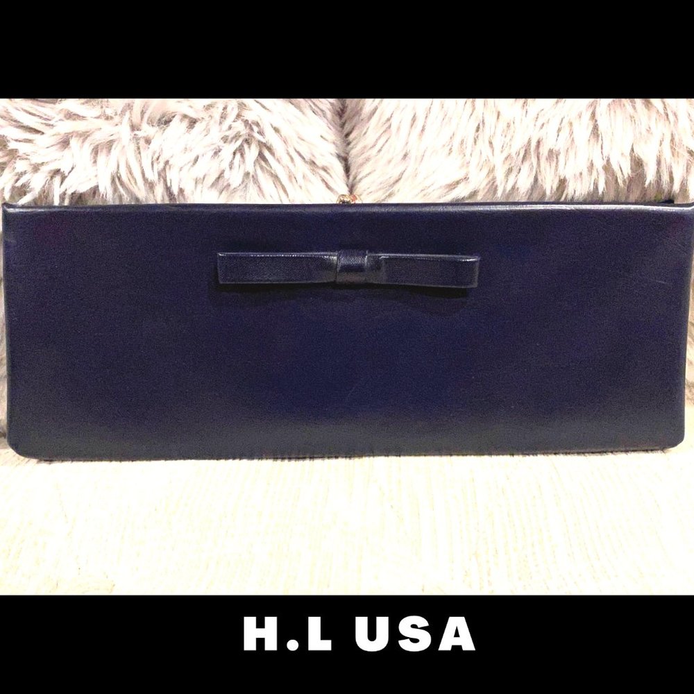 Vintage HL USA Black Leather Clutch